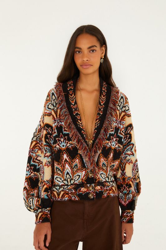 Tapestry Dream Cream Knit Fringe Cardigan 