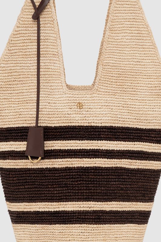 Leah Stripes Hobo Raphia Natural/Brown 
