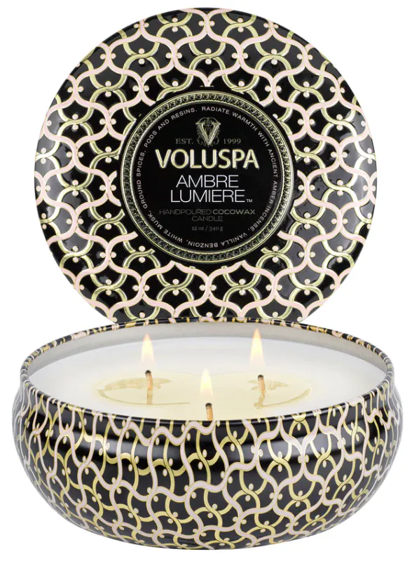 3 Wick Tin Candle Ambre Lumiere