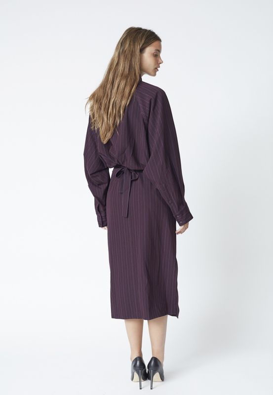 Trinny Stripe Batwing Dress Plum 
