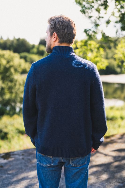 Haza Logo Zip Cardigan Blue Mix 