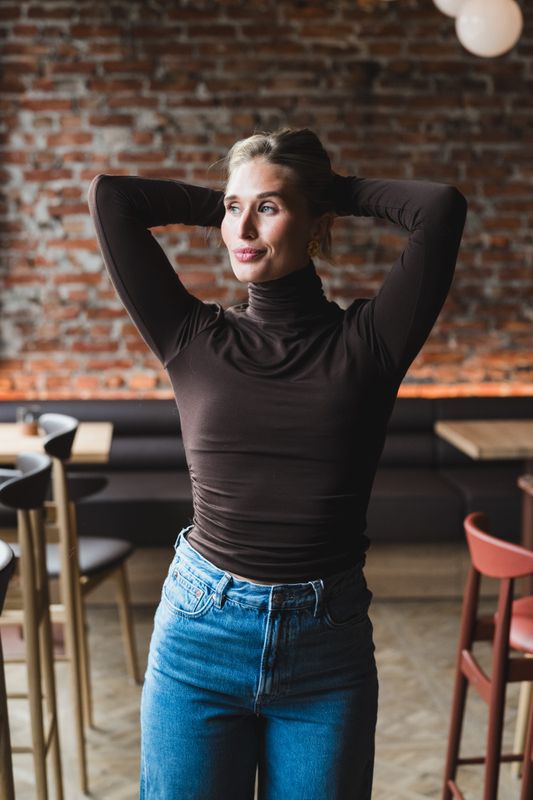 Jersey Turtleneck Brown 