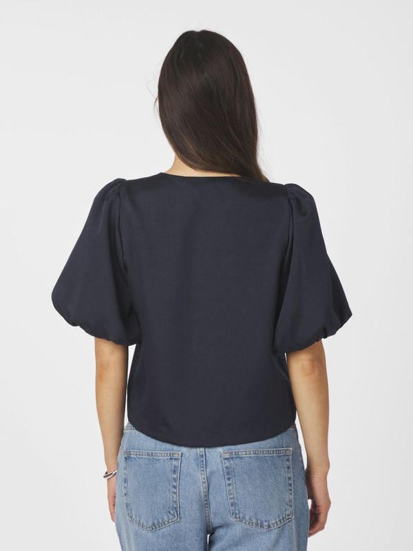 Aisa Dull Satin Blouse Navy 
