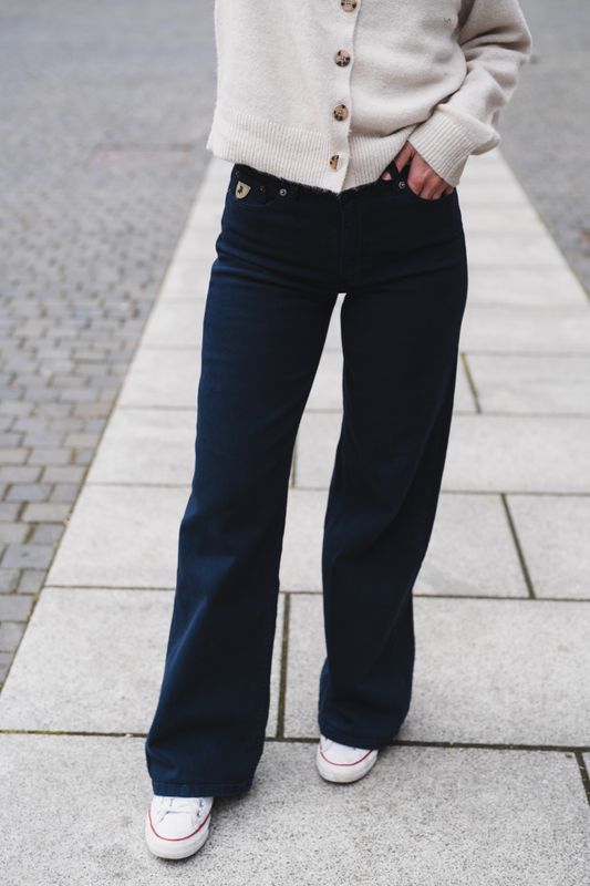 Palazzo Sponge Stretch Navy 