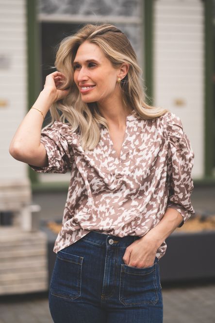 Hovedbilde Roella Graphic Fade Blouse Dark Sand 