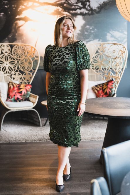Hovedbilde Sofie 2/4 Sequin Midi Dress Chive 