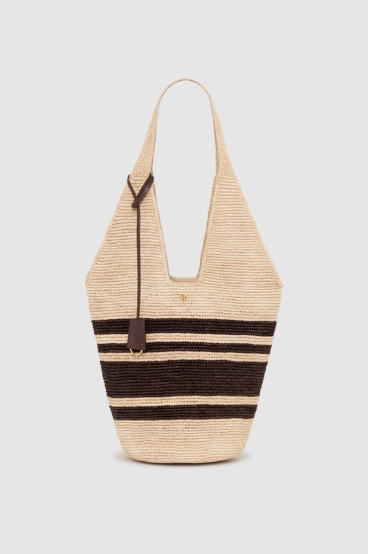 Leah Stripes Hobo Raphia Natural/Brown 