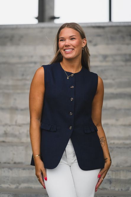 Hovedbilde Agana Linen Blend Waistcoat Navy Blazer 