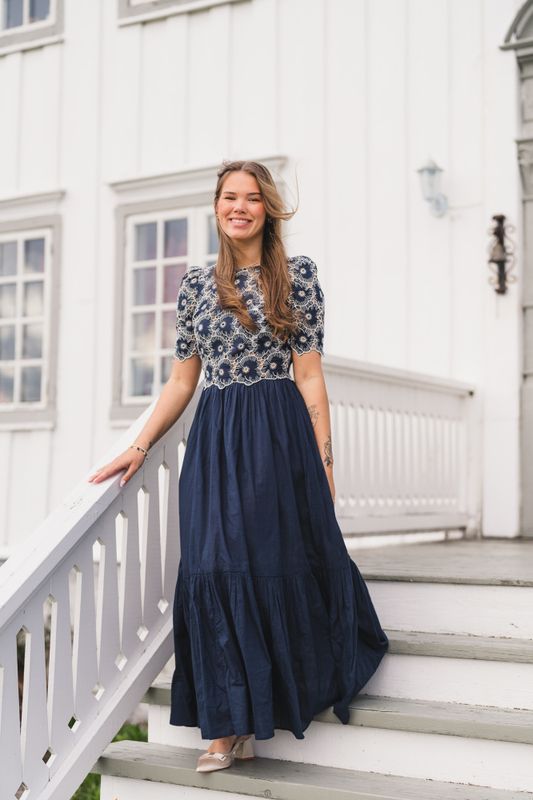 Broderie Anglaise Maxi Dress Marine 