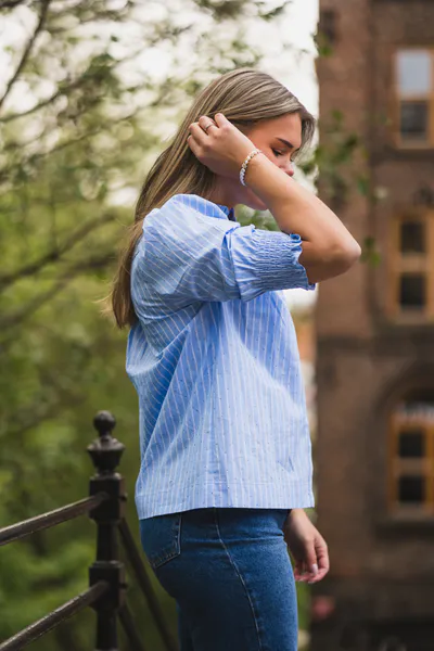 Hovedbilde Diana Stripy Stone Blouse Light Blue 