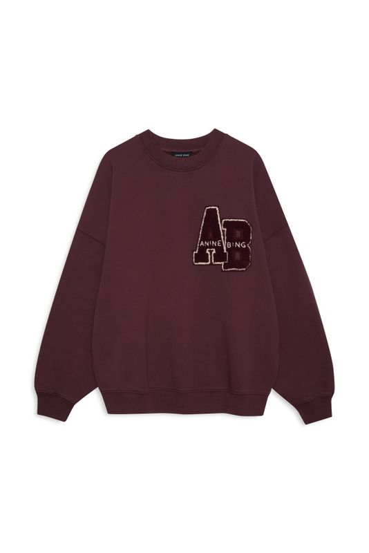 Miles Sweatshirt Letterman Fig Burgundy 