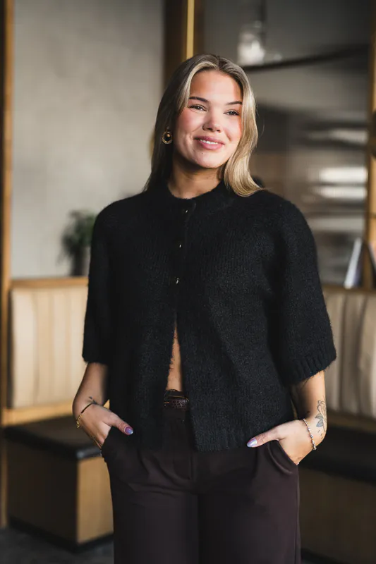 Benuta Fluffy Knit Cardigan Black 