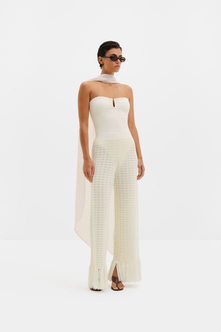 Hovedbilde Alycia Knitted Fringe Pants White 