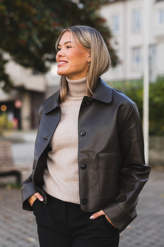 Romana Faux PU Jacket Brown 