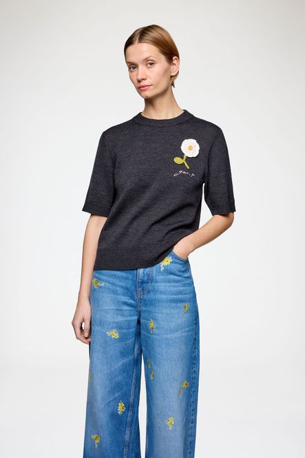 Hovedbilde Crochet Applique Merino Tee Phantom 