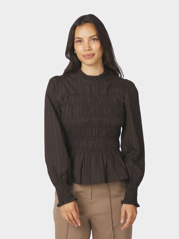 Possa Big Check Blouse Brown Check 