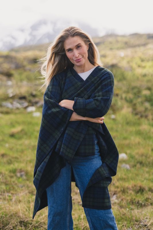Tableau Poncho Navy Check 