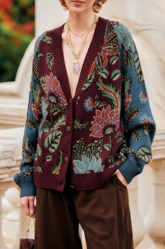 Mixed Delhi Floral Knit Cardigan Delhi Floral Mixed 