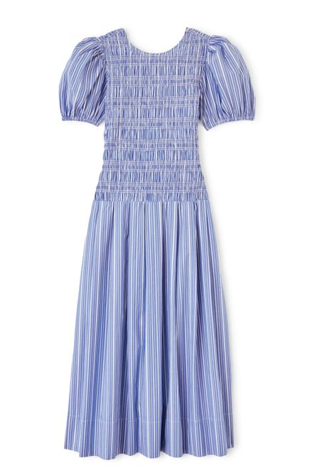 Hovedbilde Stripe Cotton Long Smocked Pleated Dress Nouvean ...