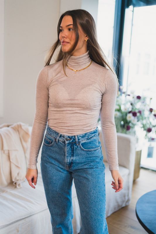 Perfect Line Cashmere Turtleneck Beige 