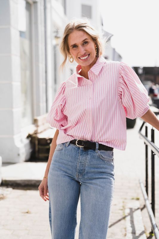 Etta Soft Stripe Stone Shirt Light Pink 