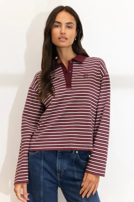 Elmer Polo Shirt Deep Plum Stripe 