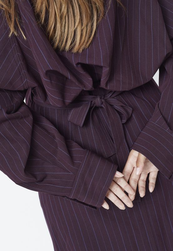 Trinny Stripe Batwing Dress Plum 