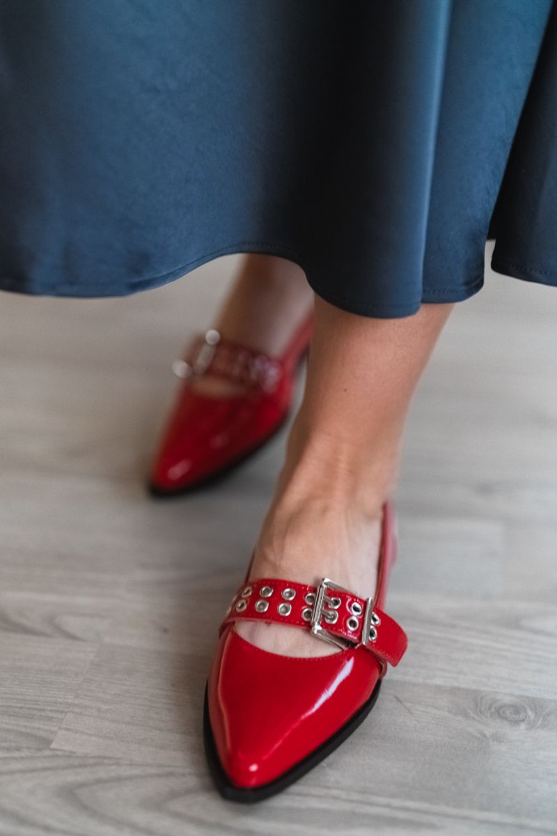 Victoria Single Buckle Slingback Red Nappalak 