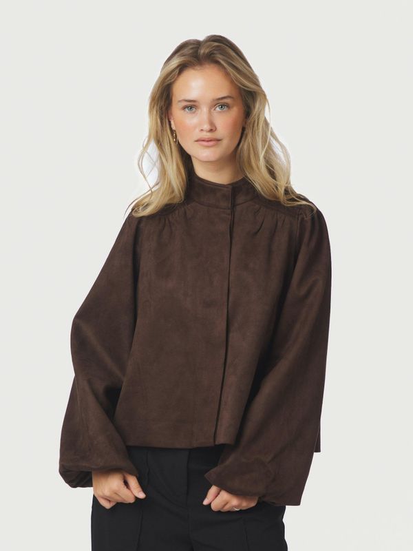 Tirsa Faux Suede Jacket Dark Brown 