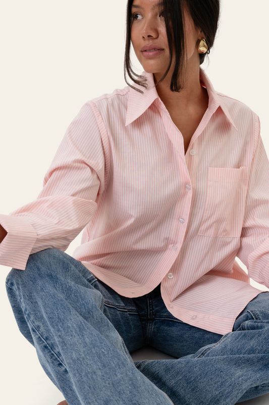 Isabellaic Shirt Pink White Stripes 