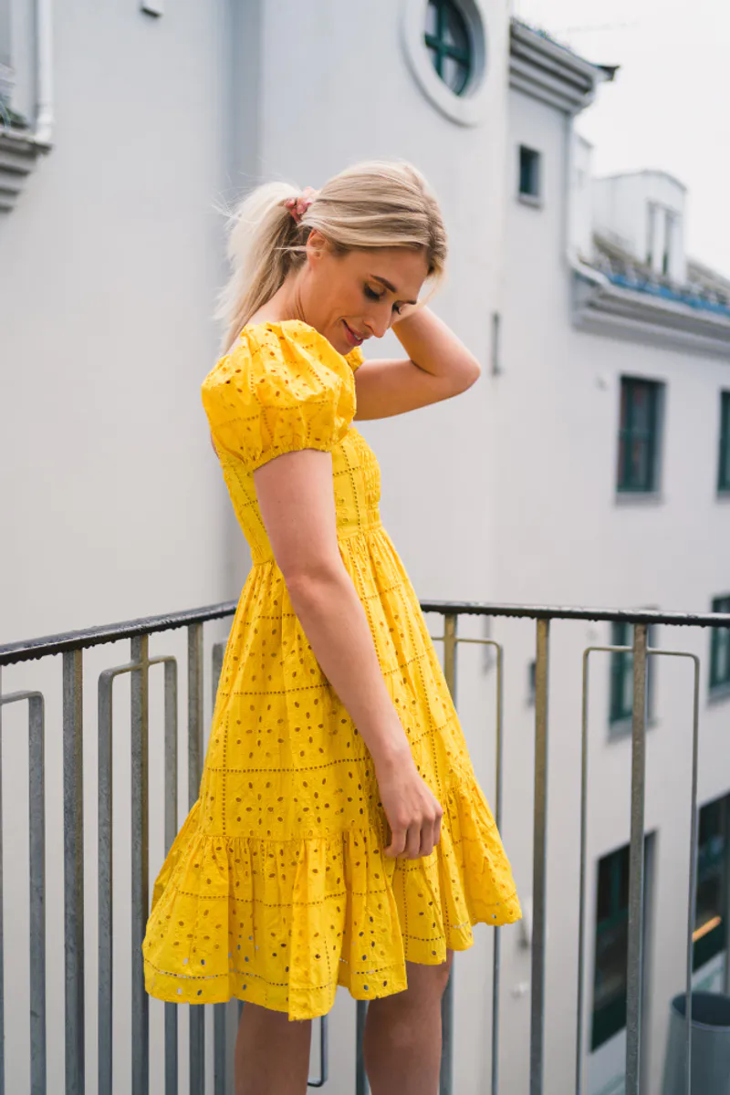 Broderie Anglaise Mini Dress Maize