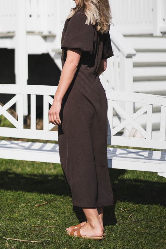 Bomba Structure Solid Dress Dark Brown 