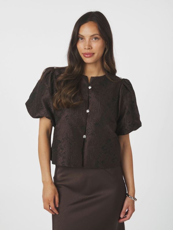Aisa Brocade Blouse Dark Brown 