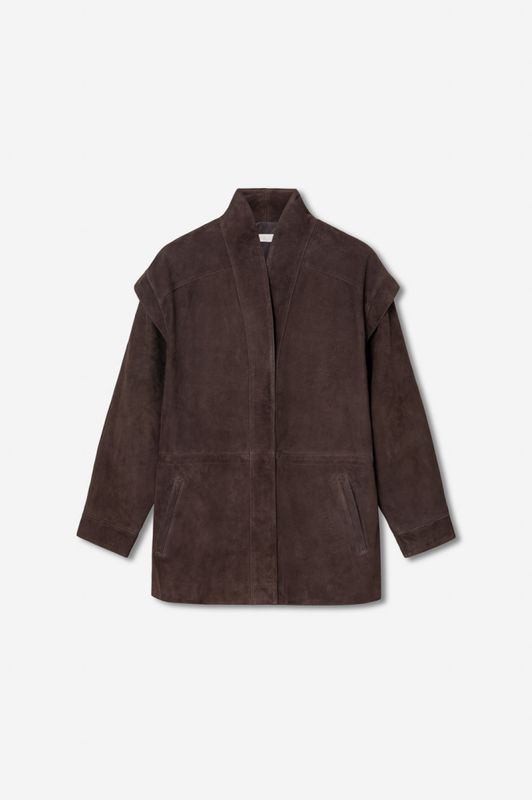 Winnie Leather Jacket Dark Brown Suede 
