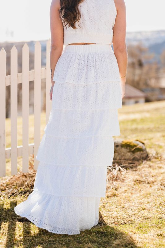 Morris Emb Skirt Offwhite 