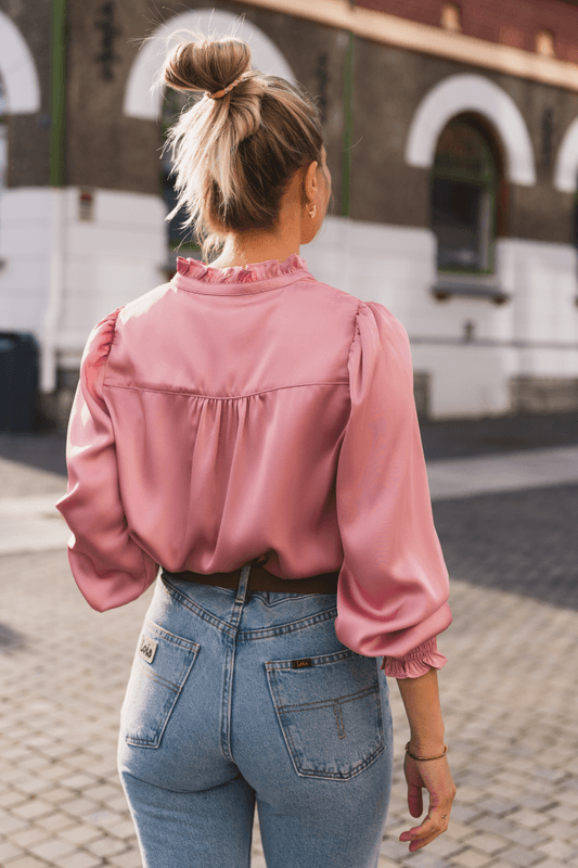 Delsie Drapy Sateen Blouse Light Pink 