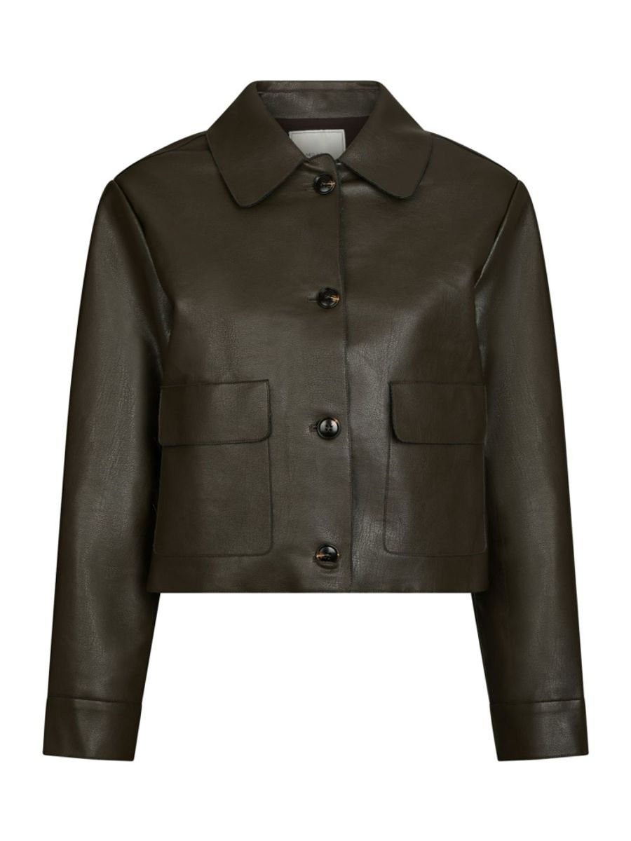 Romana Faux PU Jacket Brown 