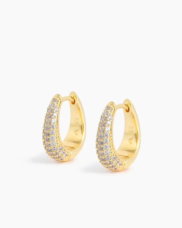 Pavé Ellipse Earrings Gold