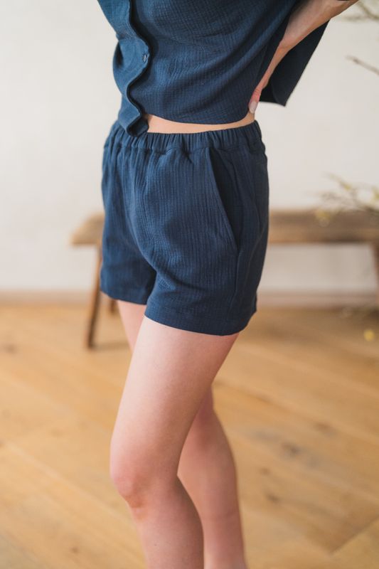 Ash Quilted Gauze Dark Navy 