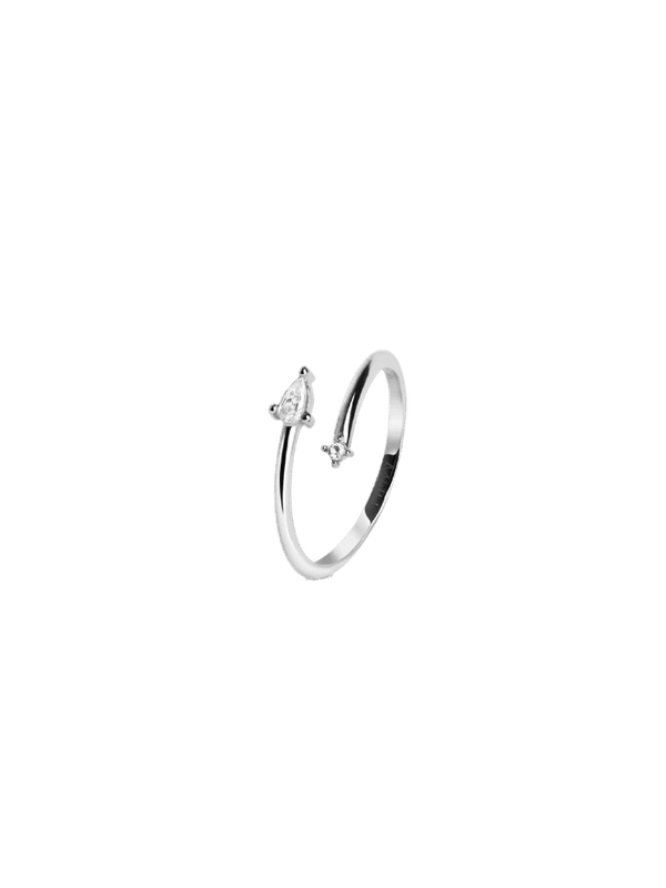 Adjustable Mini Drop Ring Silver 