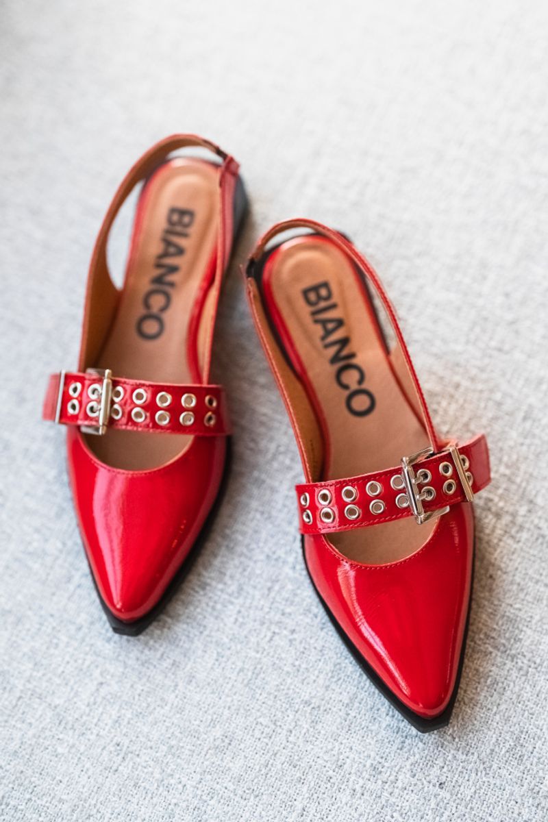 Victoria Single Buckle Slingback Red Nappalak 