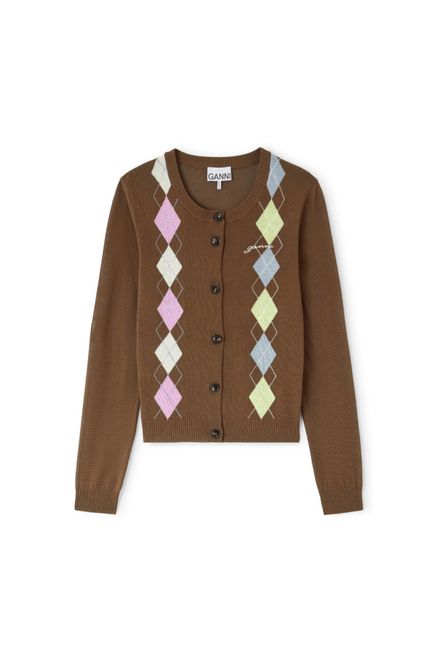 Hovedbilde Light Cotton Argyle Cardigan Tiramisu