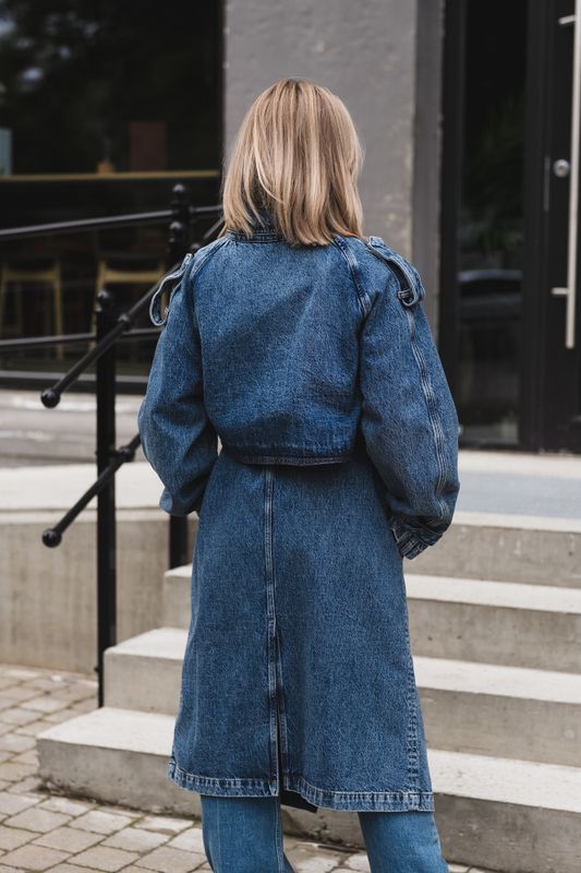 Rickie Maxi Trench Cabana Blue 