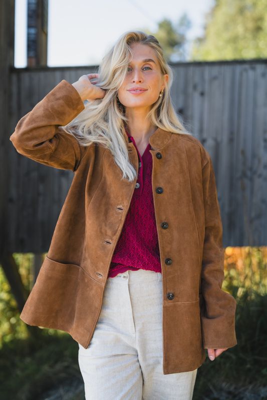 Lauren Leather Jacket Camel Suede 