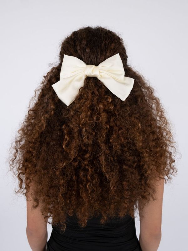 Bow Hair Clip Offwhite 
