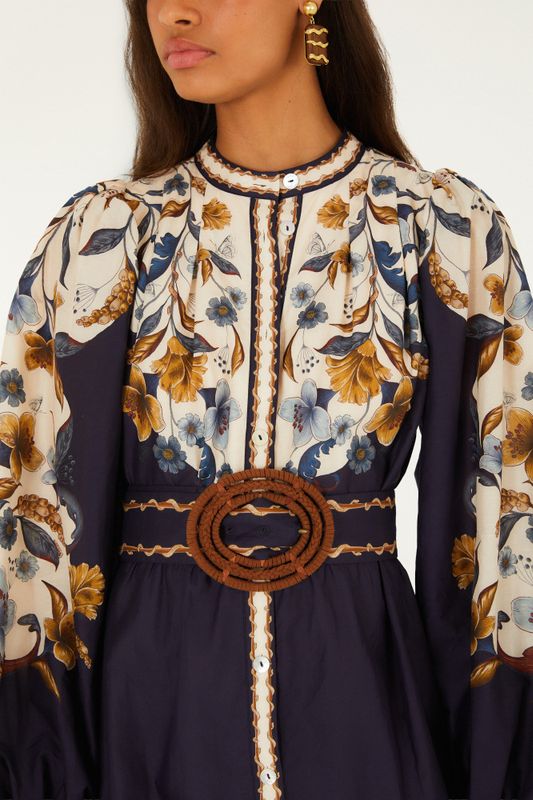 Golden Nature Navy Blue Mini Dress 
