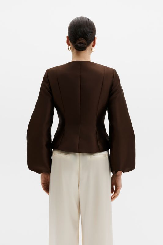 Vendela Balloon Sleeve Blouse Dark Brown 