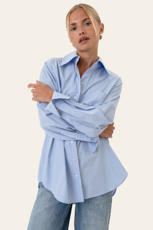 Isabellaic Shirt Blue White Stripes 