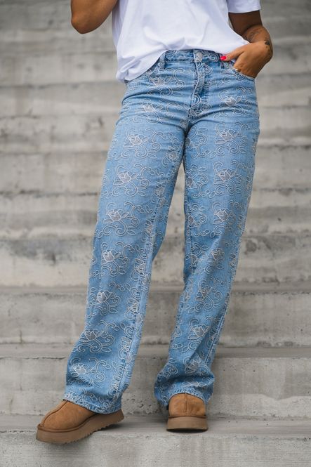 Hovedbilde Sia MW Emb Straight Jeans Light Blue Denim 