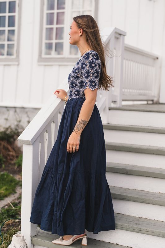 Broderie Anglaise Maxi Dress Marine 